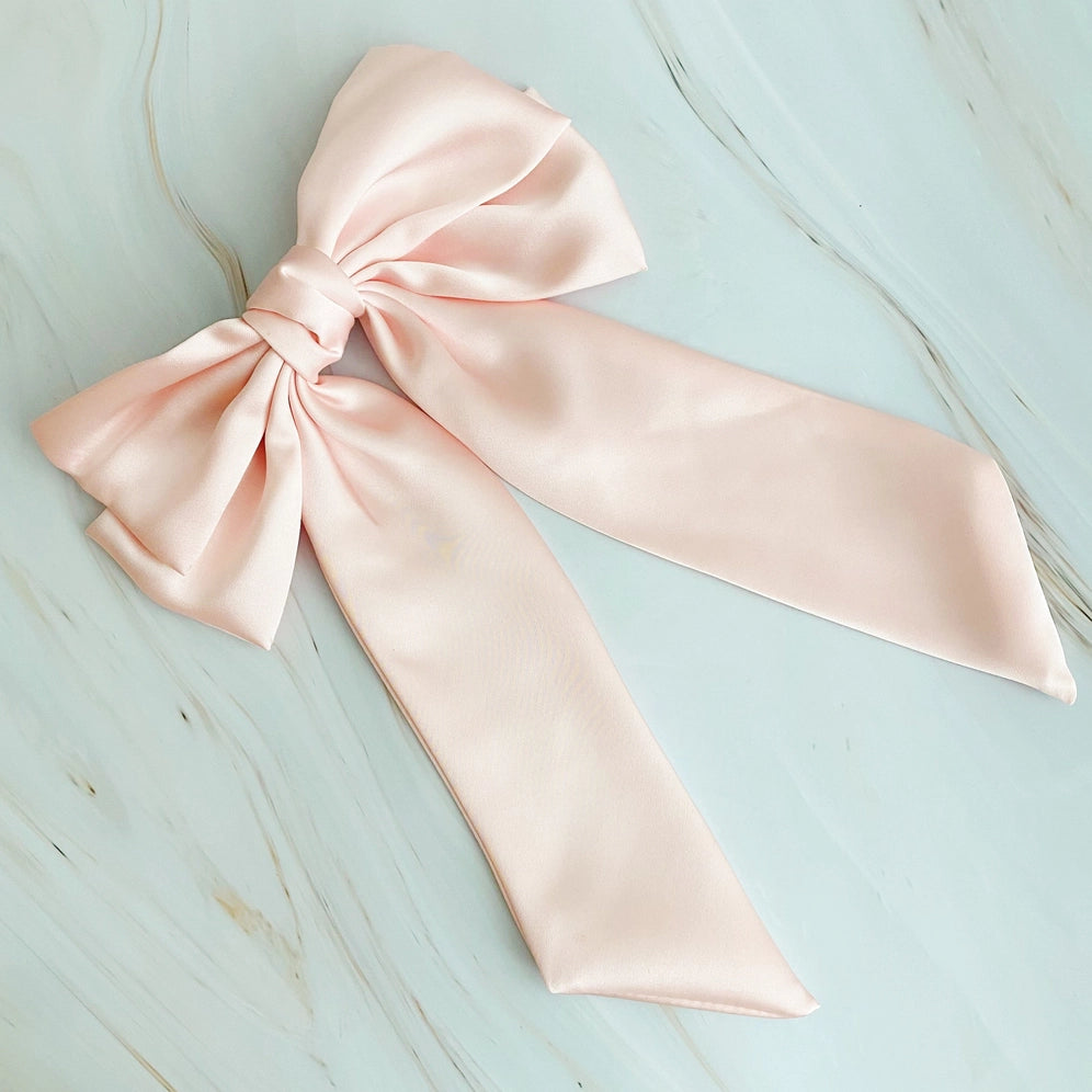 Pink Doubled Satin Bow Hair Clip