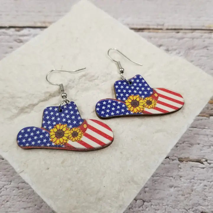 Patriotic Cowgirl Hat Earrings