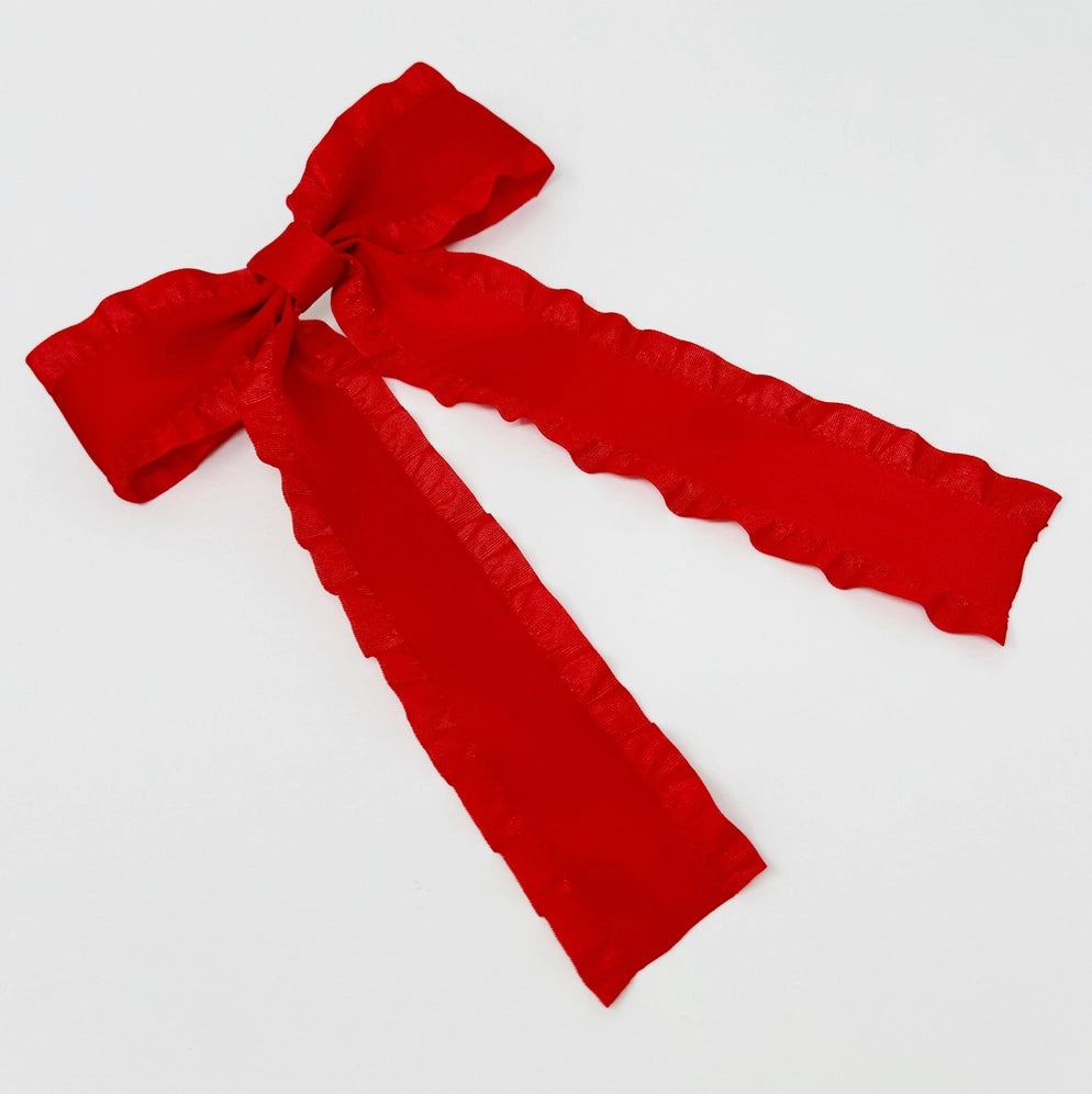 Red Love Game Frill Hair Bow Clip