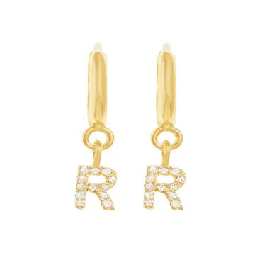 Caprice Pave Letter Huggie Earrings