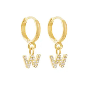 Caprice Pave Letter Huggie Earrings