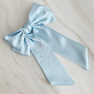 Blue Doubled Satin Bow Hair Clip