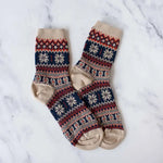 Holiday Snowflakes Beige Socks