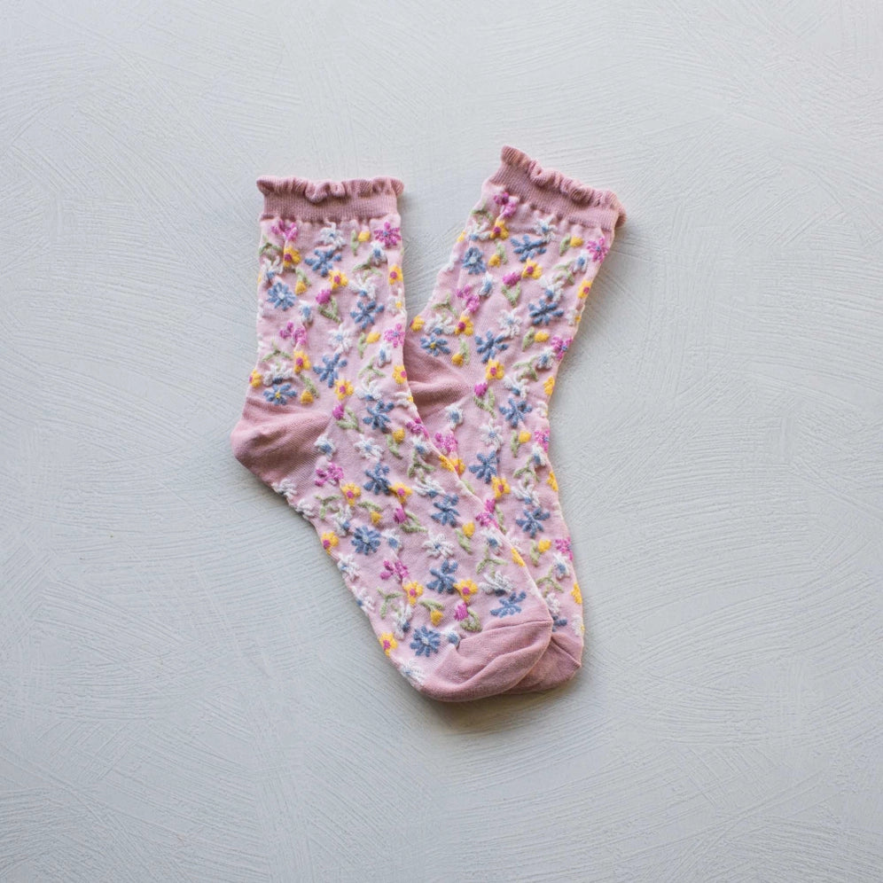 Pink Love Floral Socks