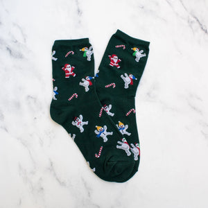 Holiday Santa & Snowman Socks