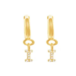 Caprice Pave Letter Huggie Earrings