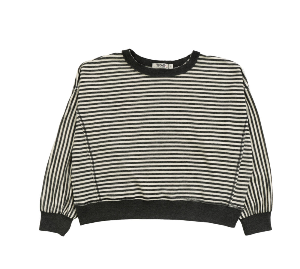 T2 Love Light Blue & Grey Stripe Sweatshirt Top