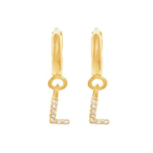 Caprice Pave Letter Huggie Earrings