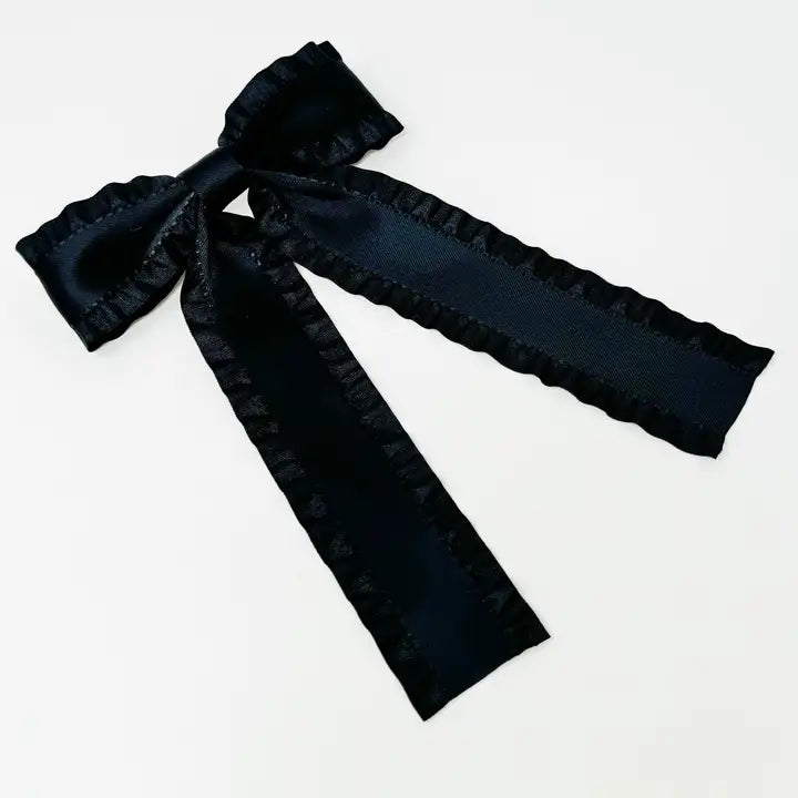 Black Love Game Frill Hair Bow Clip