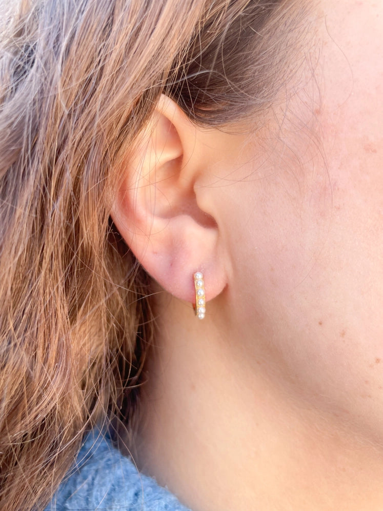 Dainty Pearl Huggie Earrings