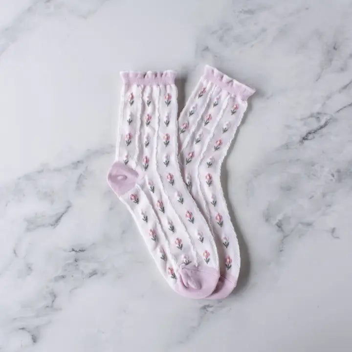 Pink Pastel Floral Socks