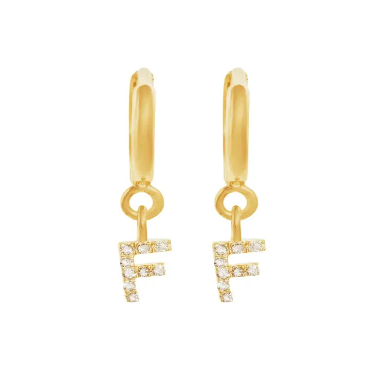 Caprice Pave Letter Huggie Earrings