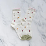 Ivory Embossed Floral Socks