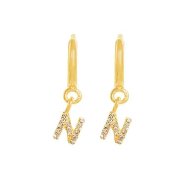 Caprice Pave Letter Huggie Earrings