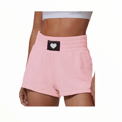 Pink Boxing Shorts with Heart Patch