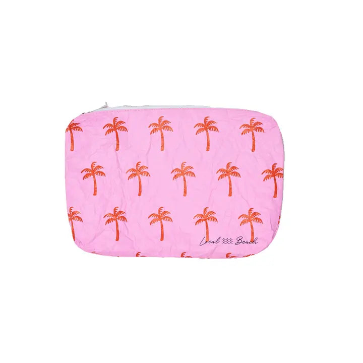 Pink Neon Palms Water Resistant Tyvek Pouch