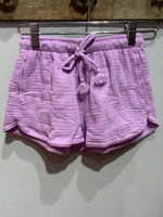 Lavender Cotton Gauze Tie-Waist Shorts