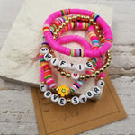 Taylor Swift Clay Bracelet Set of 5-Hot Pink