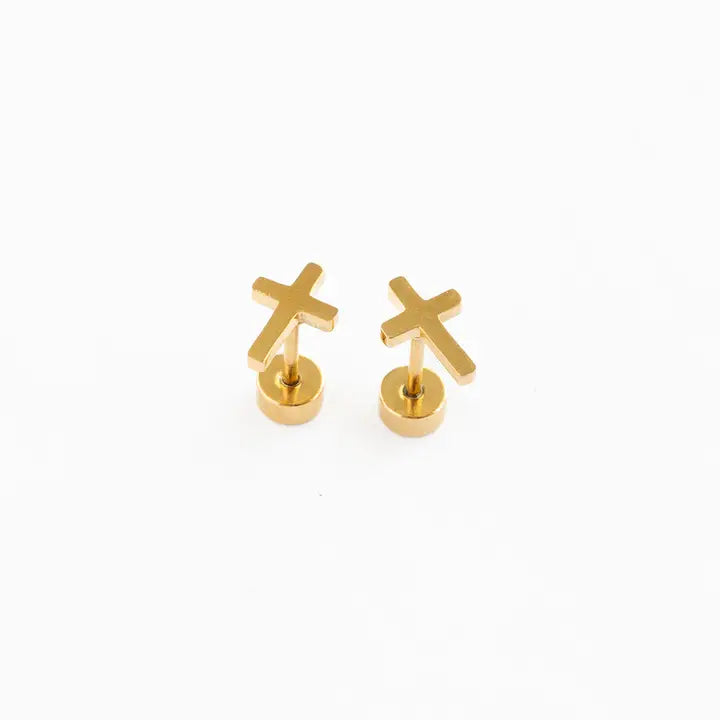 Gold Cross Earrings