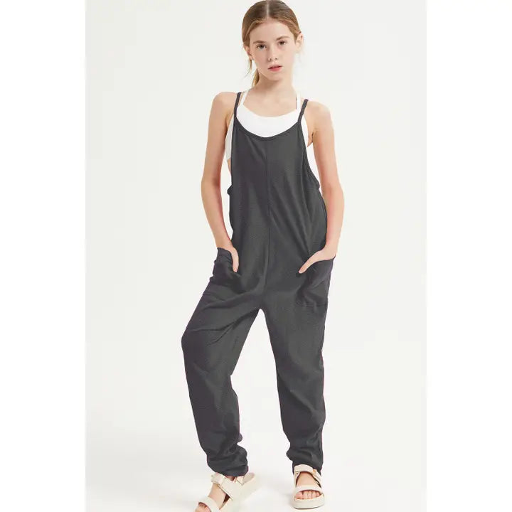 Charcoal Grey Drop Crotch Sleeveless Jumpsuit