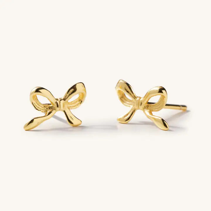 Dainty Gold Plated Bow Earrings