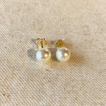 18K gold filled 8mm classic pearl stud