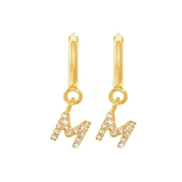 Caprice Pave Letter Huggie Earrings