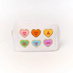 White Conversation Heart Cosmetic Bag Medium