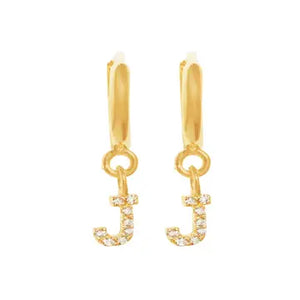 Caprice Pave Letter Huggie Earrings