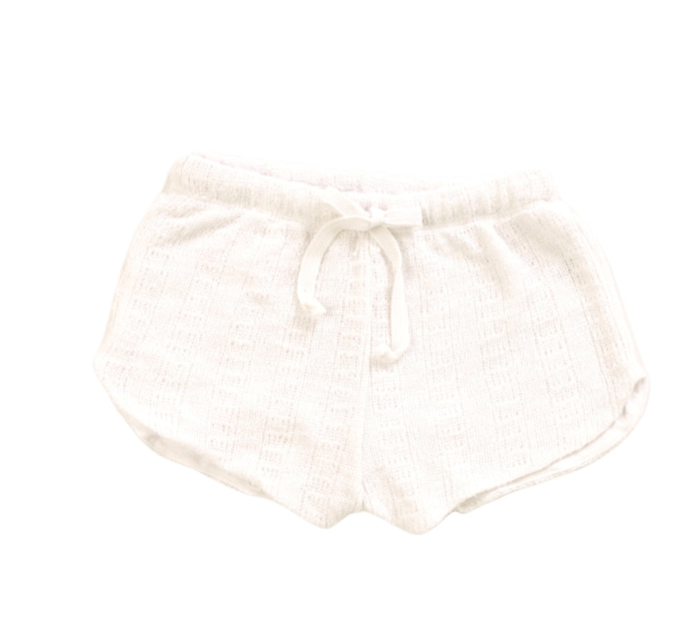 T2 Love White Crochet Drawstring Short