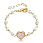 Mother of Pearl Bracelet Pink Heart