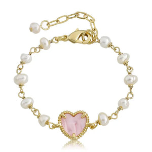 Mother of Pearl Bracelet Pink Heart