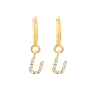 Caprice Pave Letter Huggie Earrings