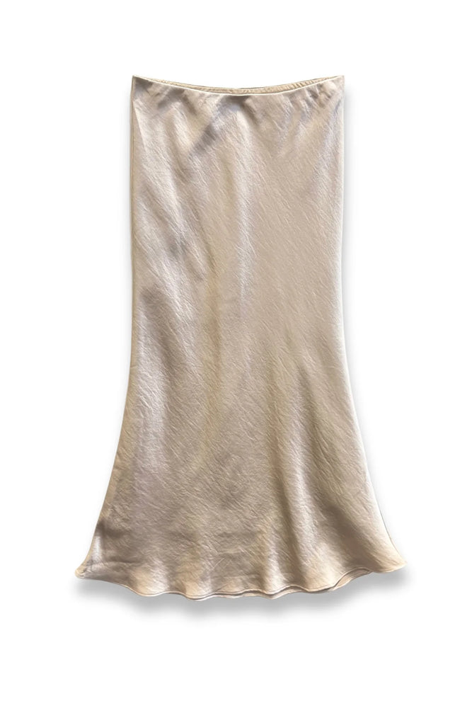 Anastasia Satin Maxi Skirt Champagne