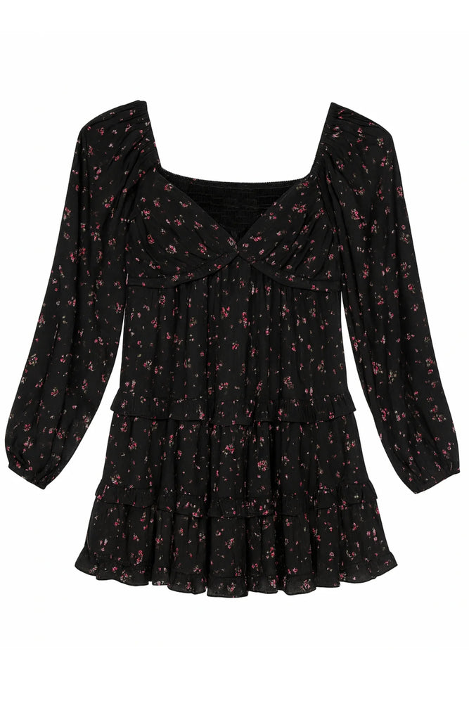 Annalise Printed Twist Long Sleeve Dress