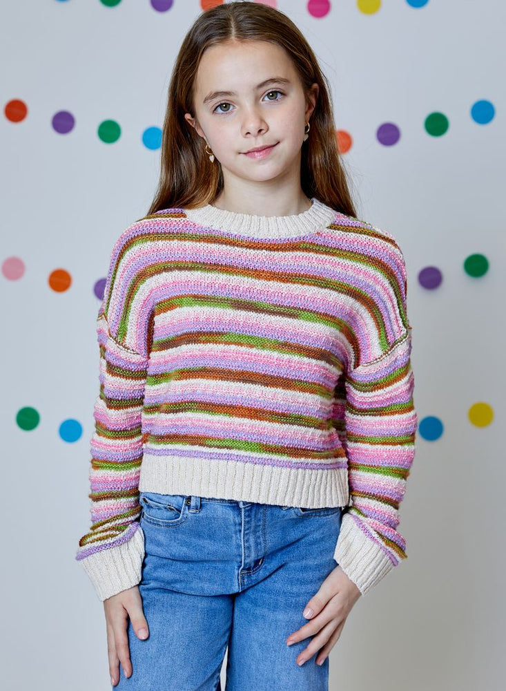Natural Brown Multi Stripe Sweater