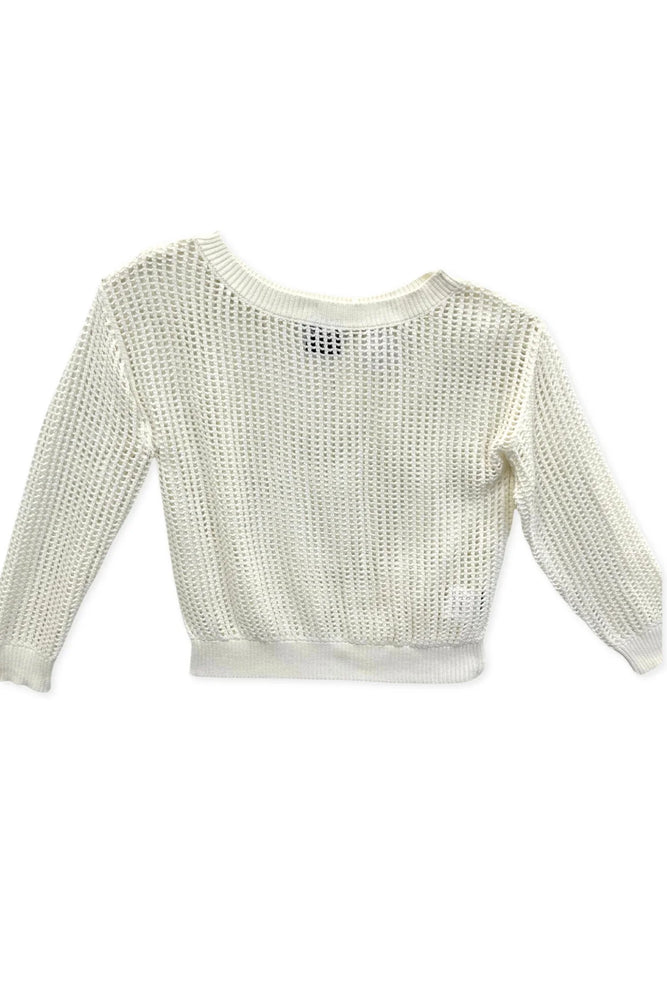 Katie J White Finley Netted  Sweater Top