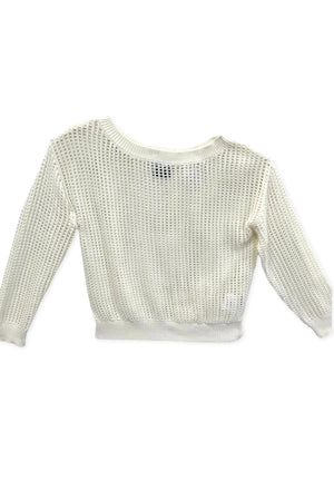 Katie J White Finley Netted  Sweater Top