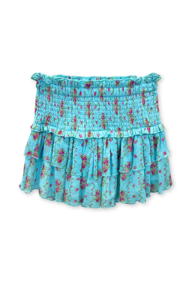 Turquoise Floral Stripe Bianca Skirt