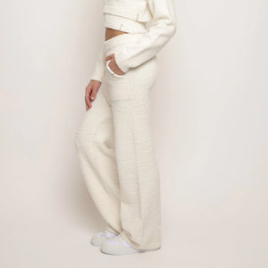 Ecru Sherpa Wide Leg Pant