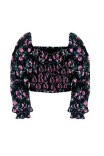 Black Winter Floral Pink Chloe Top