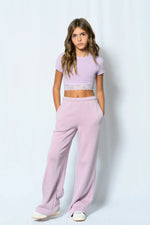Dylan Mauve Wide Leg Sweatpants