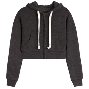 Dylan Zip Crop Hoody- Heathered Charcoal