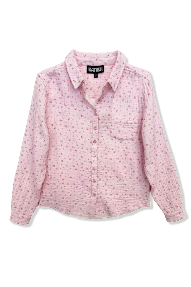 Katie J Pink Rose Eliza Gauze Buttondown