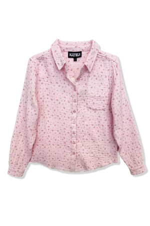 Katie J Pink Rose Eliza Gauze Buttondown
