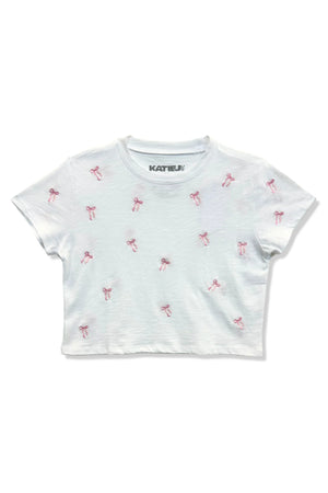 White With Peony Bows Fearless Tee
