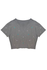 Grey Fearless Tee w/Multi Embroidered Stars