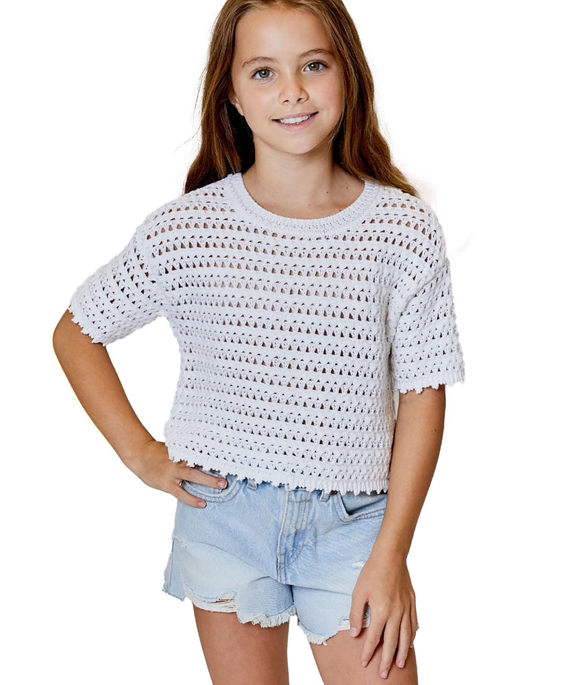 Design History White Karla Crochet Knit Top