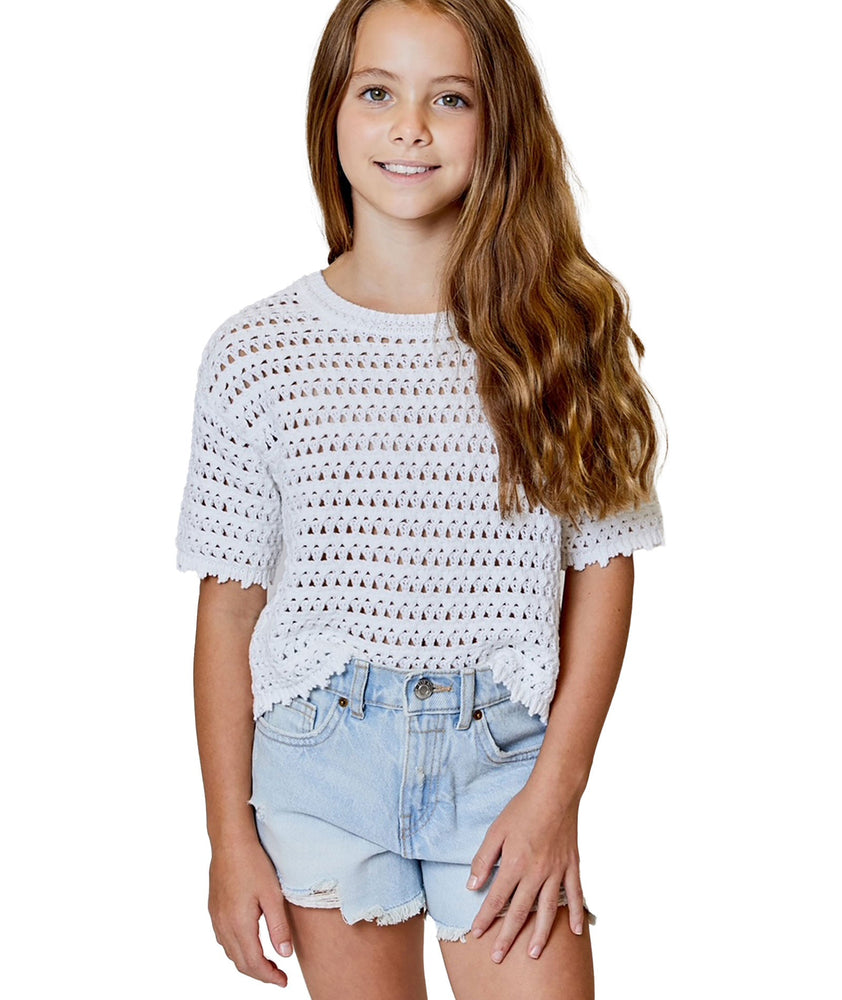 Design History White Karla Crochet Knit Top