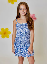 Blue Waves Combo Ruched Tank Dress